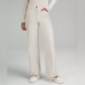 Lululemon City Sleek 5 Pocket Wide-Leg
High-Rise Pant, Size 31,“Natural Ivory”